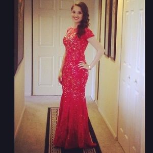 Jovani Size 2 Red Evening Gown with Rhinestones